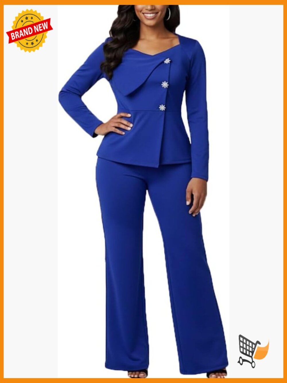 Women's 2 Piece Pant Suit Blazer Jacket Wide Leg Pants Set Business Casual